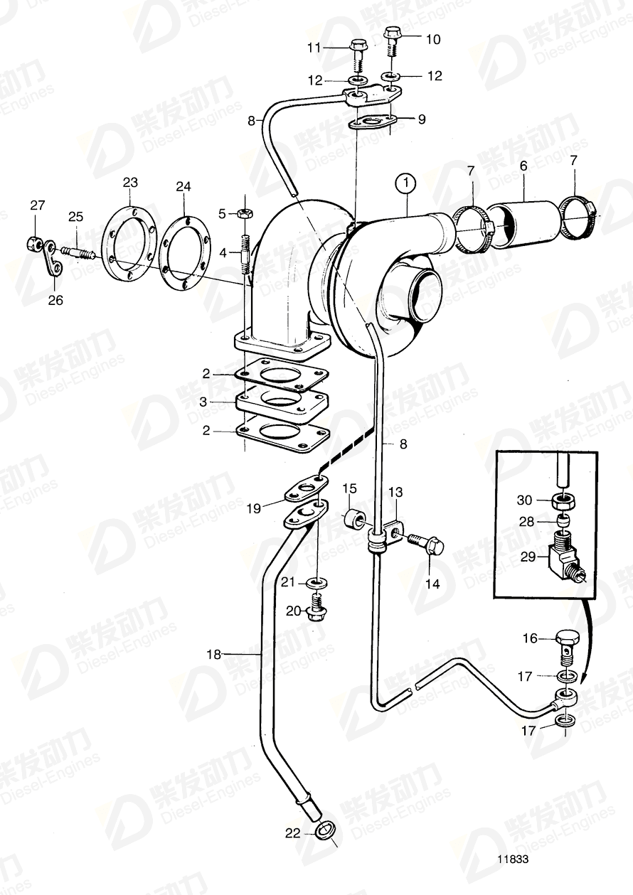 volvo penta Turbocharger 848558 Drawing volvo penta Turbocharger 848558 Drawing